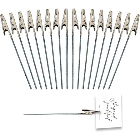 Memoklips, 50 stykker (Sølv) Metaltrådsklips, Alligator Fotoklips, Kort Memoklips, Foto Notitsklips, til Kontor, Bryllup, Fest, Hjem De