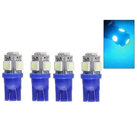 T10 w5w Blå LED med 5 stk 5050SMD chip 12v DC 4-pak