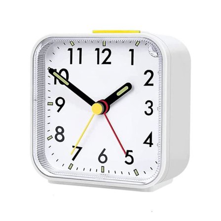Analog väckarklocka som inte tickar med ljus och snooze-funktion och toppknapp, högt alarm, tyst väckarklocka, batteridriven - FQ-