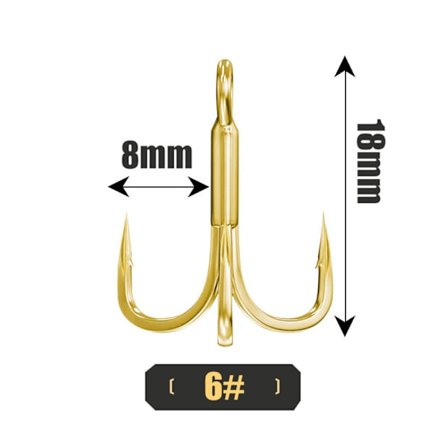 10kpl 6X Koukkukalastus Kolminkertainen ankkurikoukku 6 6