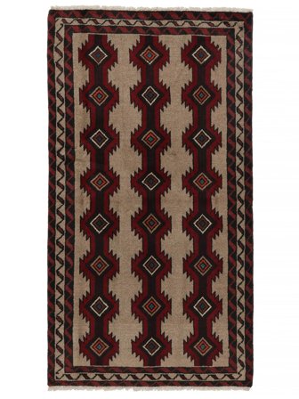 Hand Knotted Baluch Rug 98X177 Wool Black/Brown Small