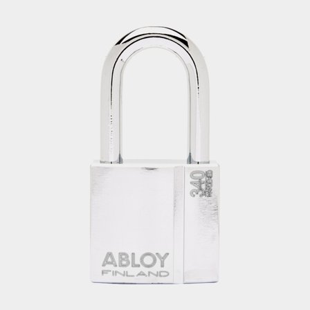 Hangslot ABLOY PL340/50, klasse 3, met lange beugel, Ø10 mm, zilver