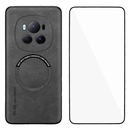 Magneettinen PU-nahka + TPU-puhelinkotelo Honor Magic6 Pro 5G:lle, karkaistu lasikalvo tarkasti leikatuilla aukoilla