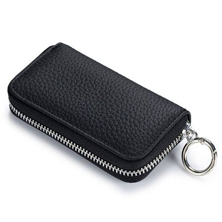2 stk. Unisex Herre Dame Premium Lær Bilnøkkelholder Veske Nøkkelring Etui Lommebok med 6 Kroker Glidelåslukking