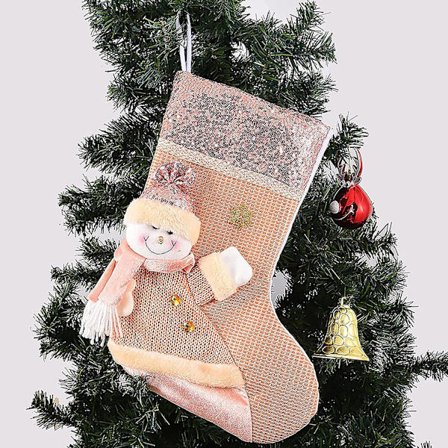 Jule-sokker, 16 '' 3D snømann glitter, julegavepose, barnehengende sokker, hjemmedekor, fest