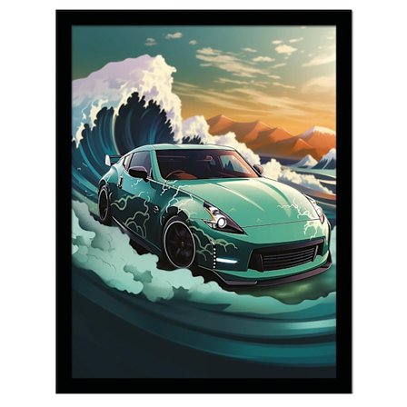 Wave Collection Wave Car Fairlady Inramad Poster 40cm x 30cm Vit