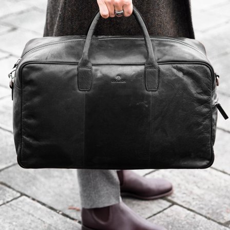 Montreal Black Leather Duffel Bag for Men - Leather bags