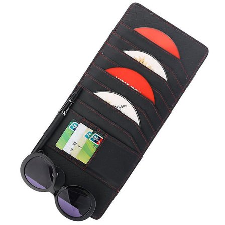 CD-Solskyddssolvisirorganisatör CD DVD-förvaringsfodral Hållare Läderfordonsorganisatör Fickor Organisation För Bil Kreditkortsfickor Solglasögon 