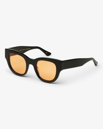 Sunglass 06 - Deep Black Solid - Orange - One Size