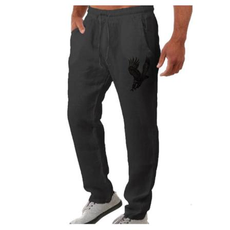 Män Sommar Casual Printed Dragsko Mid Waist Byxor Fickor