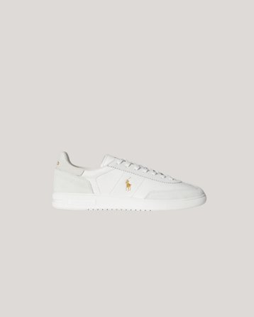 Polo Ralph Lauren Leather Suede-Paneled Sneaker Beige Sko Gutt - Kids Brand Store