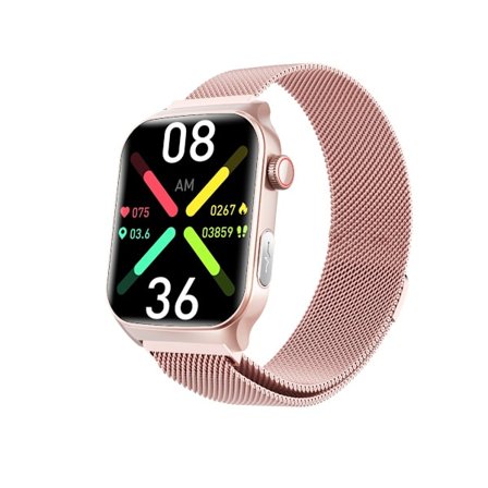 Smartwatch med pulsmåling, blodtryk og SpO2 — JL7013A chip, Bluetooth 5.3, IP76 vandafvisende PinkGold