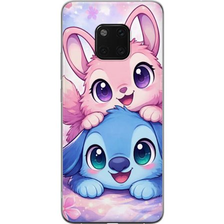 Yhteensopiva Puhelinkuori Huawei Huawei Mate 20 Pro Suloinen kawaii-aiheinen kuvaus vaaleanpunaisilla ja sinisillä fantasieläimillä, suurilla silmi