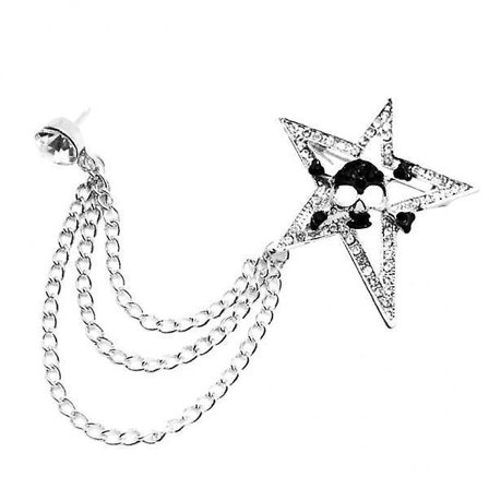 2x Elegant Blus Skjorta Krage Spets Brosch Nål Lapel Kedja Tassel Clip Silver