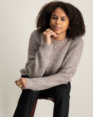 LMTD NLFNULUIS LS SHORT KNIT Beige Pulls Fille - Kids Brand Store