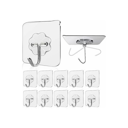 (10 kpl) Liimakoukku 15 kg (Max) Läpinäkyvät Tarrat Kylpyhuone