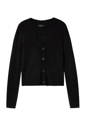 Nlflodet Ls Short S Knit Cardigan Noos Black LMTD