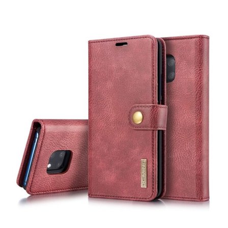 DG MING Huawei Mate 20 Pro beskyttelses deksel av behandlet kuskinn og plastikk med 2 i 1 design - rød