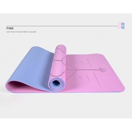 Yogamatte for kvinner, profesjonell, sklisikker, forlengende, fortykkende, bredere, fitness, lys rosa + is