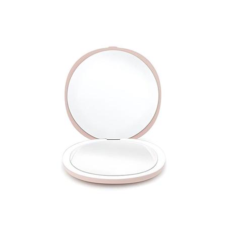UNIQ Kompakt Dobbeltsidet Rejsespejl med LED 5x forstørrelse Rose, Tøj & Bolig, Tilbehør, Makeupspejle