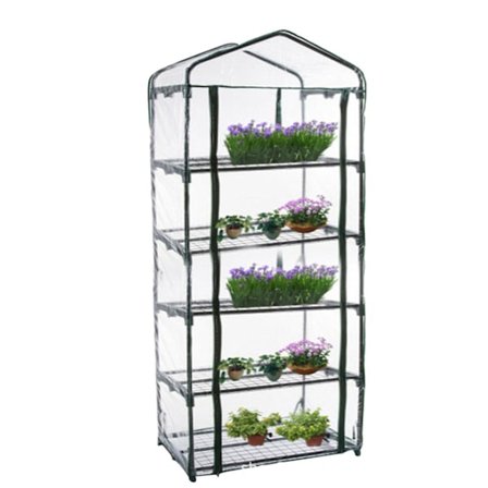 Ulkokäyttöön tarkoitettu puutarhavajaan suojus, läpinäkyvä PVC-kasvien varjo kukkatelineen sadesuoja, hyönteissuoja, 5 kerrosta 187 x 69 x 49 cm