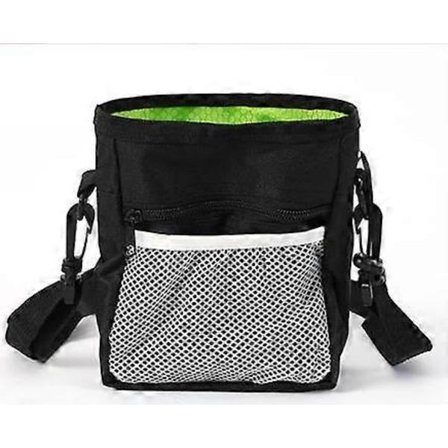 Godtepose for hundeturer med bæsjeposeholder, klikker for kjæledyrstrening og justerbart belte (Svart)