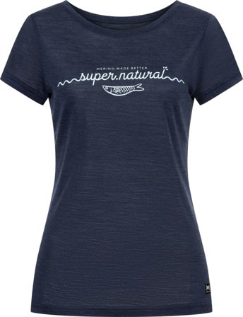 Super.natural Women's Sarda Tee Women Short sleeved fitness sweater Blue L