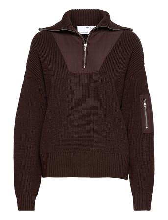 Slfevelyn Ls Knit W Brown Selected Femme