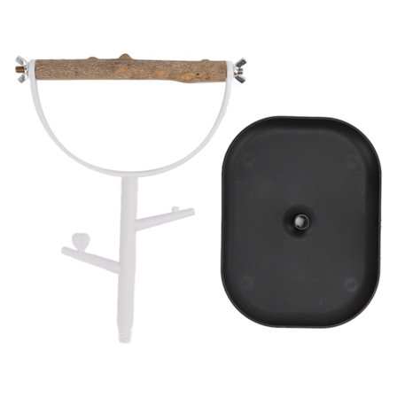 Bærbar Fuglestativ Udendørs Desktop Træning Papegøje Hvid Plast Firkantet Plade Fuglestativ