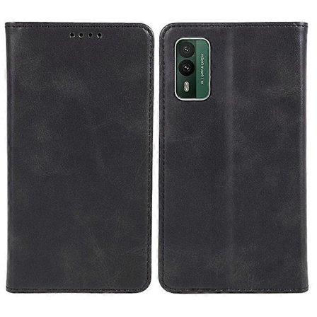 Kompatibelt för Nokia XR21 Affärsstil Kalvtextur Läder Telefonfodral Magnetisk Stängning Ställ Plånboksfodral (Svart)