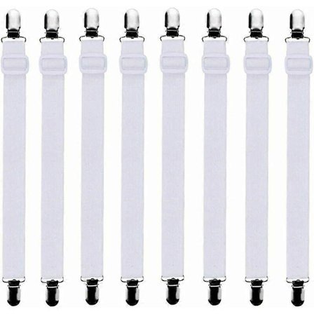 8-delars Dra-på-lakan Sträckare Justerbar Dra-på-lakan Sträckare Passar Alla Sängar och Madrasser, Vit (FMY)