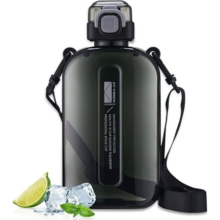 Vattenflaska, Sportvattenflaska, Smal Vattenflaska, Läckagesäkra Vattenflaskor, Campingvattenflaska, Vattenflaska med Rem Lämplig för Sport svart