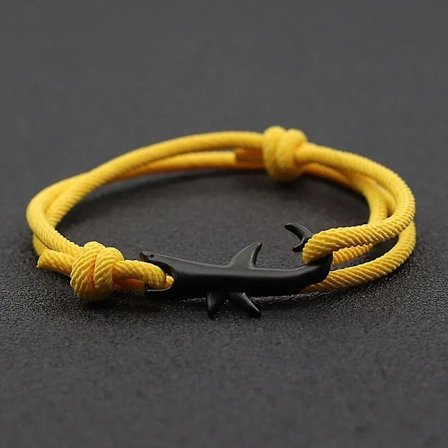 Noter Uusi Hai Rannekoru Unisex Kaksikerroksinen Säädettävä 3mm Johto Ketju Rannekoru Rantakorut Tarvikkeet Surffari Braslet Pulsera (Keltainen)