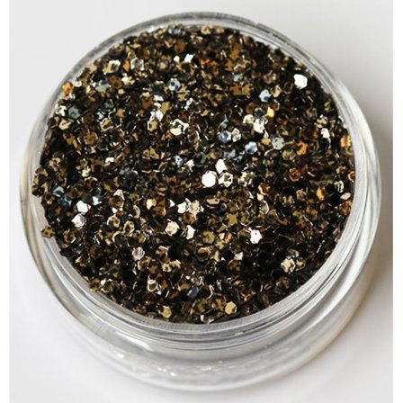 Negleglitter - Hexagon - Tofarvet sort/guld - 8ml - Glitter