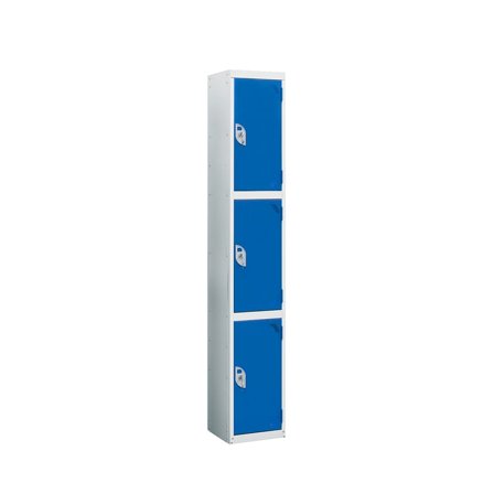 Wet area locker, 3 doors, 1800x300x300 mm, dark blue