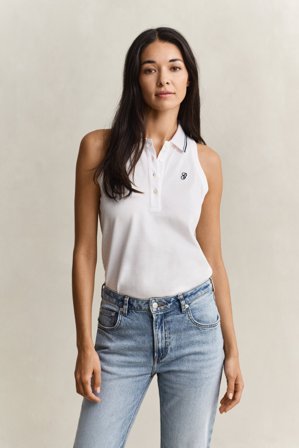 GANT Damen Ärmelloses Piqué-Poloshirt (XXL) Weiß