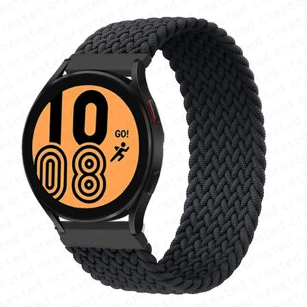 Flätad Solo Loop För Samsung Galaxy watch 4/5/6/44mm 40mm/klassisk rem 46 42mm/aktiv 2/Gear S3 armband 22mm 20mm Watch Band Black XS
