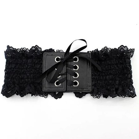 /EA/Korsettbelte for kvinner, allsidig ekstra bred blondeelastisk svart