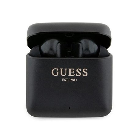 Guess Bluetooth-hovedtelefoner GUTWSSU20ALEGK TWS + dockingstation sort/sort Trykt logo
