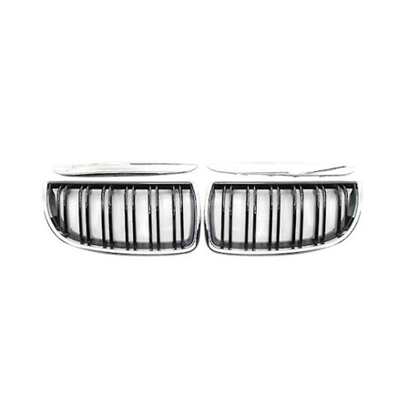 Bil Krom Dubbel Front Huv Njur Grill Mesh Sport Grillar För 3 Serie E90 E91 2005-2008