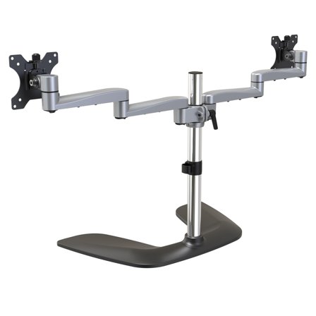 StarTech Dual Monitor Stand, Ergonomic Desktop Monitor Stand for up to 32" VESA Displays, Free-Standing Articulating Universal Computer Monitor Mount,