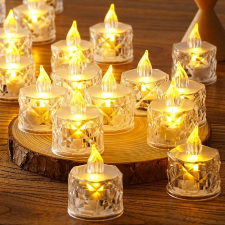 24 stk. Flammeløse LED-lys – Batteridrevne votivlys (7,9 cm D x 4,1 cm B x 4,1 cm H)