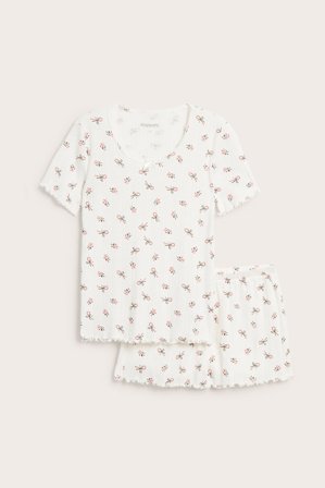 Kappahl | Zestaw piżamowy z wzorem pointelle | Czerwony