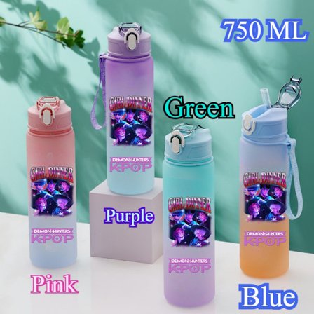 750 ml KPop Demon Hunters Gradient -vesipullo - HUNTR/X Rumi Mira Zoey Jinu -lahja lapsille