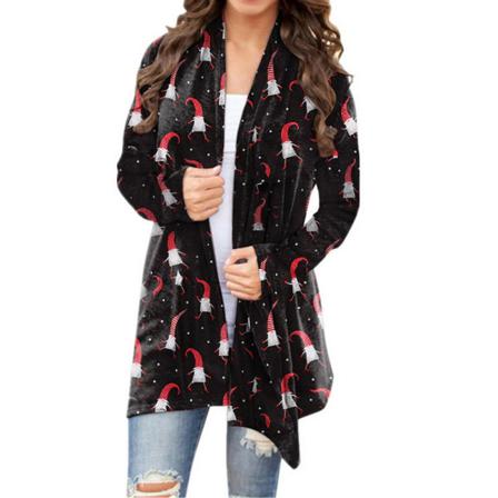 Höstklassisk Snowflake Letter Print Casual Coat Comfy Women O