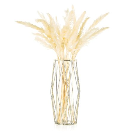 Glas Blomster Vase Med Geometrisk Metal Stativ Holder, Krystalklar Terrarier Plante