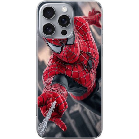 Kompatibelt Mobilskal till Apple Apple iPhone 16 Pro Max Dynamisk Spider-Man-illustration i actionperspektiv, superhjältetema med rörelseekonomi och