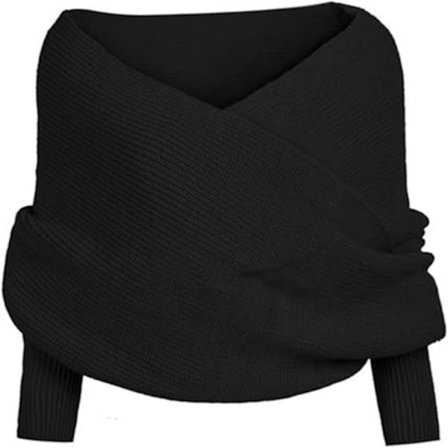 Dam Scarfs Cape Sjal Vintermode Unisex Varm Virkad Stickad Omlott Sjal Cape Med Ärmar