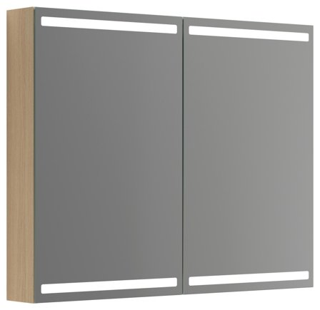 Dansani Luna Level Spegelskåp 100 cm, med ljusstyrning Nordisk ek, Badrum