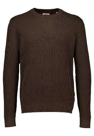 Lindbergh Rib Knitted O-Neck Knit Stickat Herr Brun S